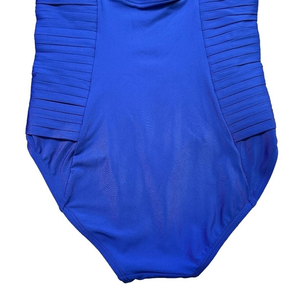 Calvin Klein Royal Blue One Piece Bathing Suit Pleated Sides Size 6 Womens - Picture 9 of 11